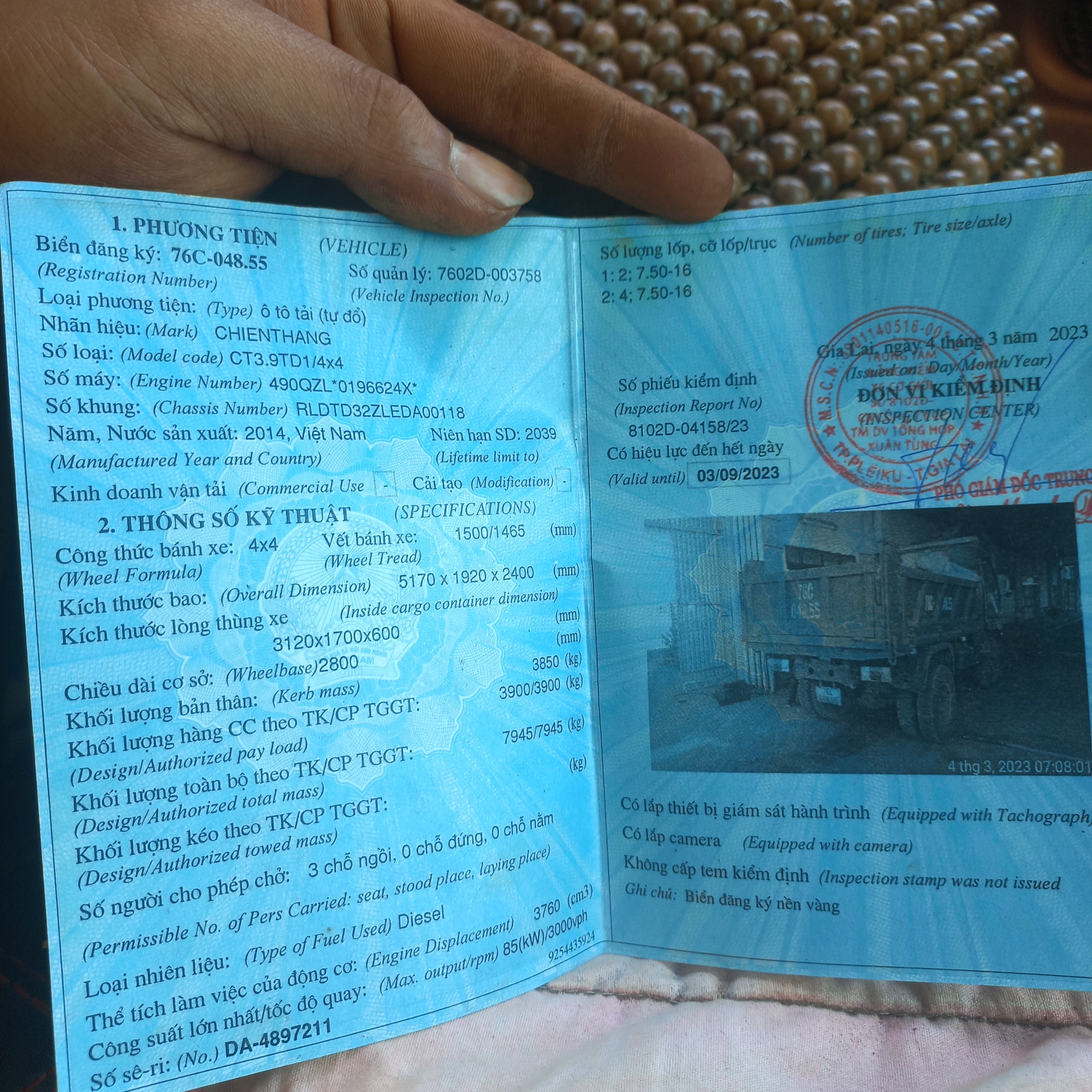 ban xe tai chienthang san xuat 2014 trong tai 3,9 tan